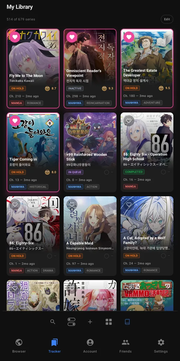 Takoyaki library screen