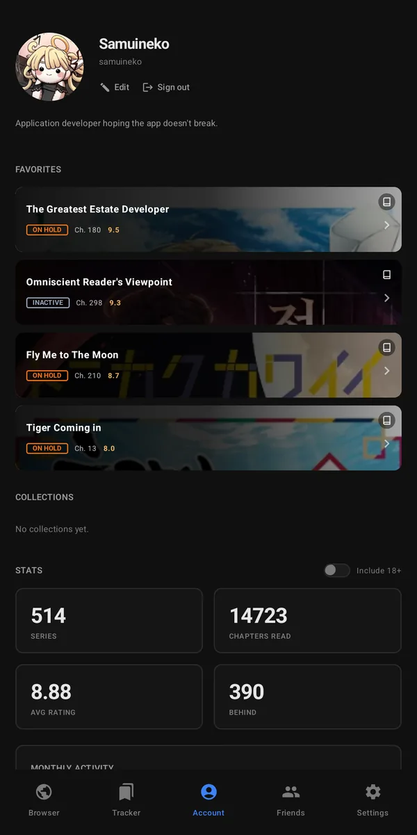 Takoyaki profile screen
