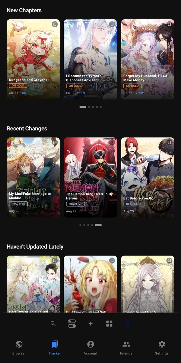 Takoyaki chapter tracker screen